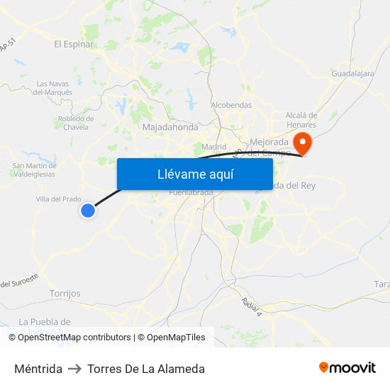 Méntrida to Torres De La Alameda map