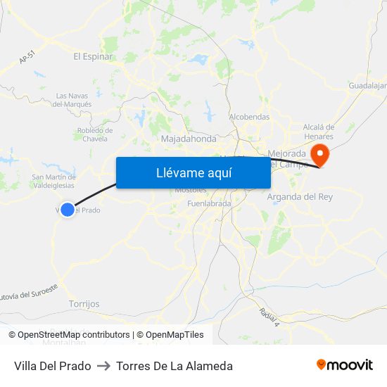 Villa Del Prado to Torres De La Alameda map