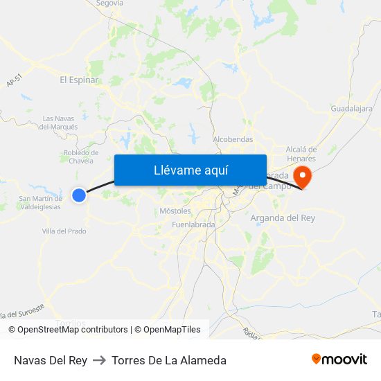 Navas Del Rey to Torres De La Alameda map