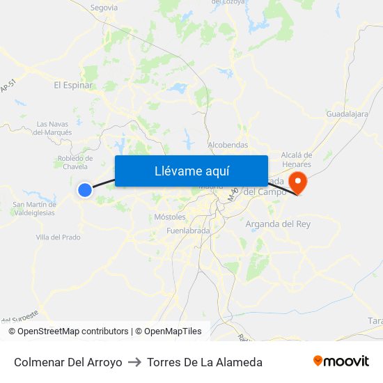Colmenar Del Arroyo to Torres De La Alameda map