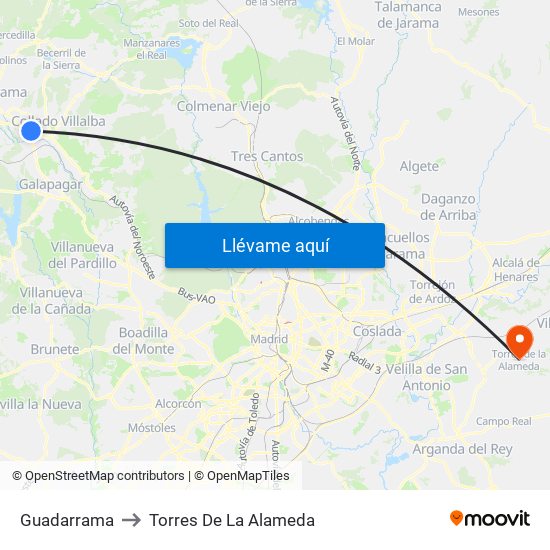Guadarrama to Torres De La Alameda map