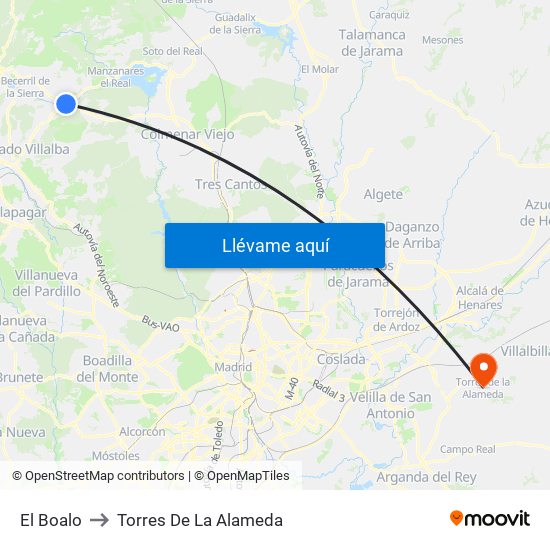 El Boalo to Torres De La Alameda map