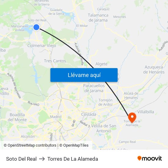 Soto Del Real to Torres De La Alameda map