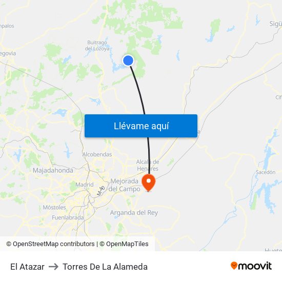 El Atazar to Torres De La Alameda map