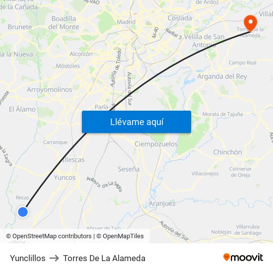 Yunclillos to Torres De La Alameda map