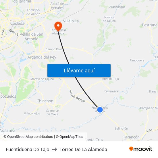 Fuentidueña De Tajo to Torres De La Alameda map