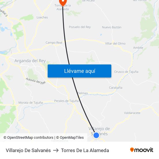 Villarejo De Salvanés to Torres De La Alameda map