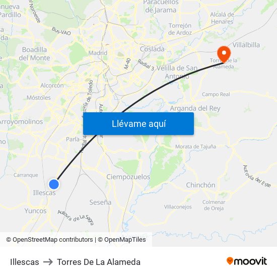 Illescas to Torres De La Alameda map