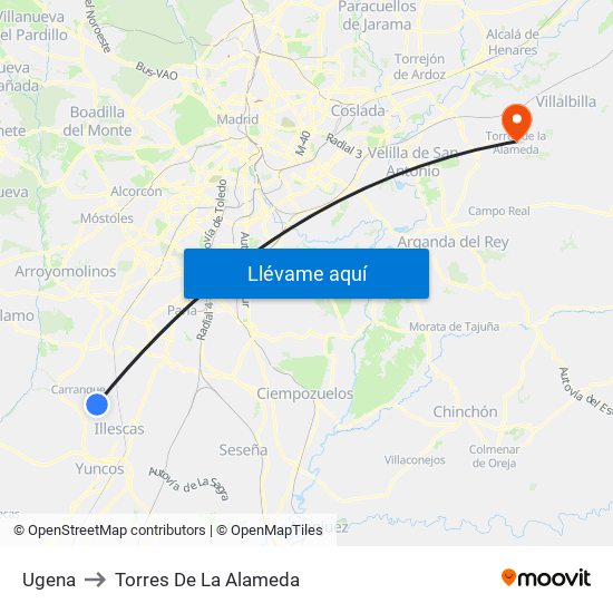 Ugena to Torres De La Alameda map