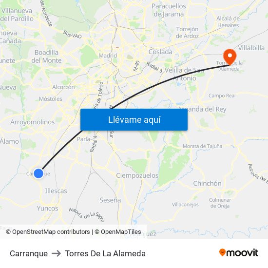 Carranque to Torres De La Alameda map