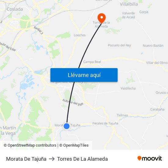 Morata De Tajuña to Torres De La Alameda map