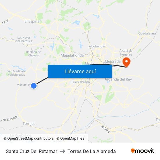 Santa Cruz Del Retamar to Torres De La Alameda map