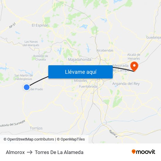 Almorox to Torres De La Alameda map