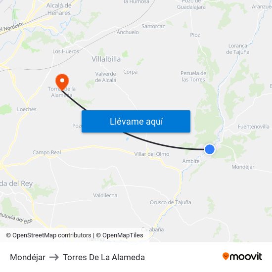 Mondéjar to Torres De La Alameda map