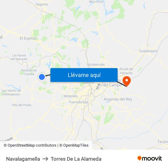 Navalagamella to Torres De La Alameda map