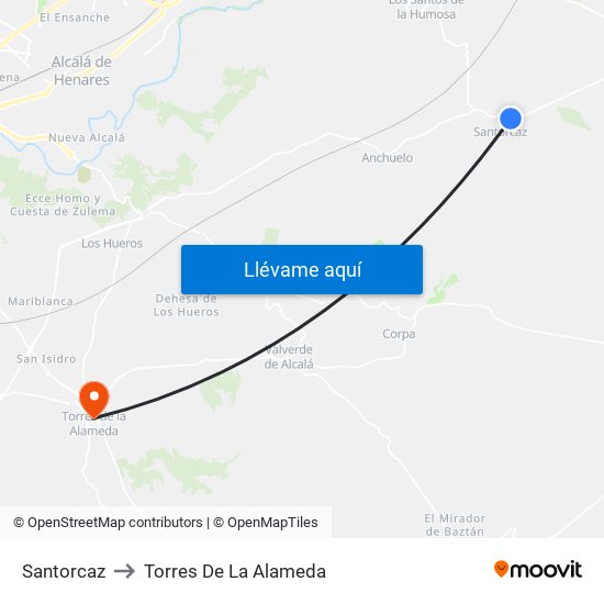 Santorcaz to Torres De La Alameda map