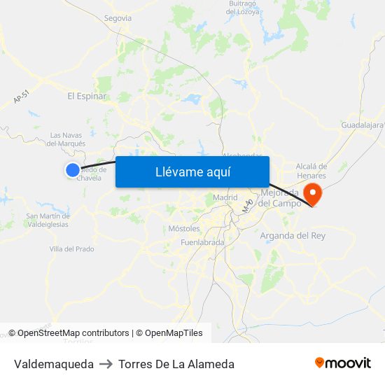 Valdemaqueda to Torres De La Alameda map