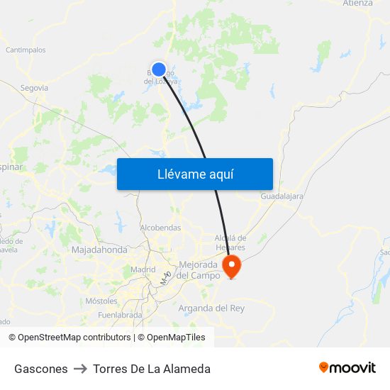 Gascones to Torres De La Alameda map