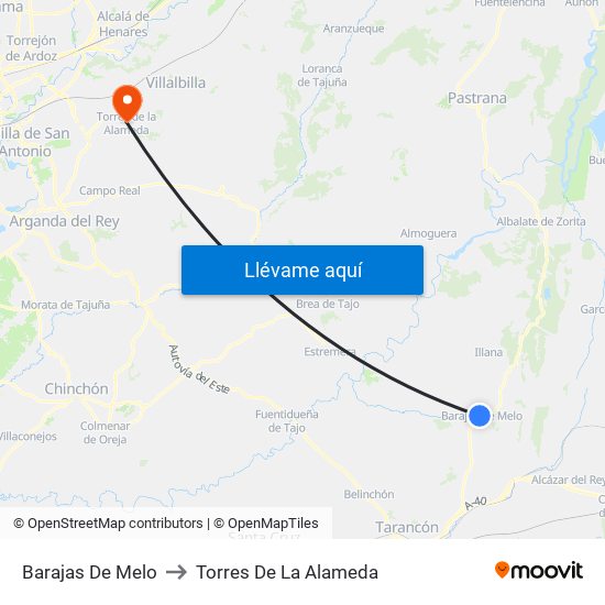 Barajas De Melo to Torres De La Alameda map