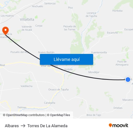 Albares to Torres De La Alameda map