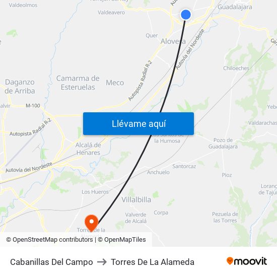 Cabanillas Del Campo to Torres De La Alameda map
