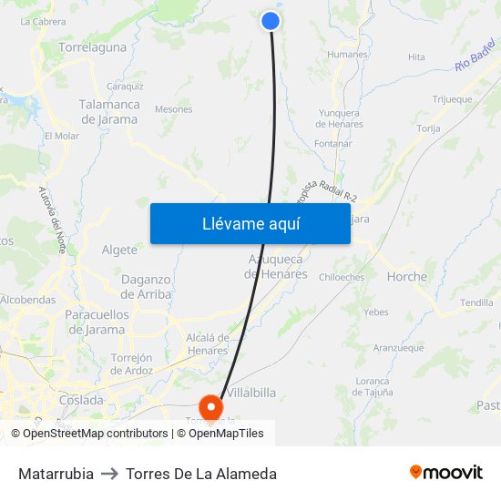 Matarrubia to Torres De La Alameda map