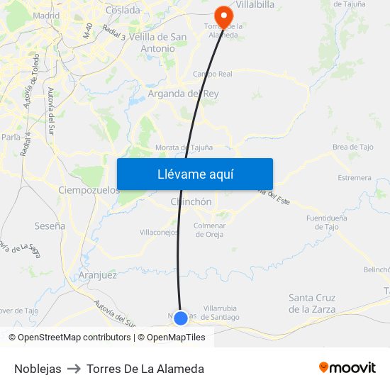 Noblejas to Torres De La Alameda map