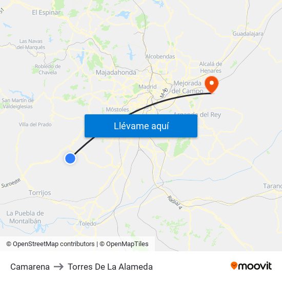 Camarena to Torres De La Alameda map