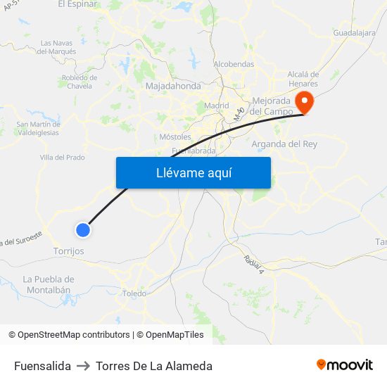 Fuensalida to Torres De La Alameda map
