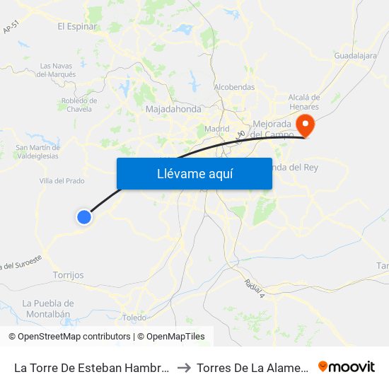 La Torre De Esteban Hambrán to Torres De La Alameda map