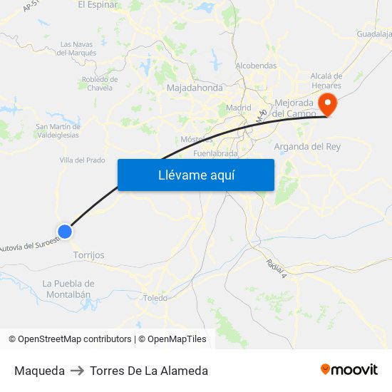Maqueda to Torres De La Alameda map