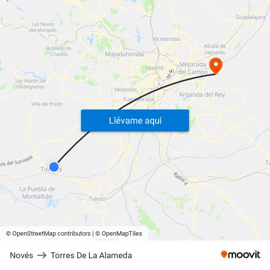 Novés to Torres De La Alameda map