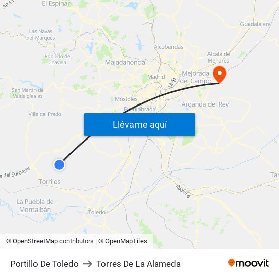 Portillo De Toledo to Torres De La Alameda map