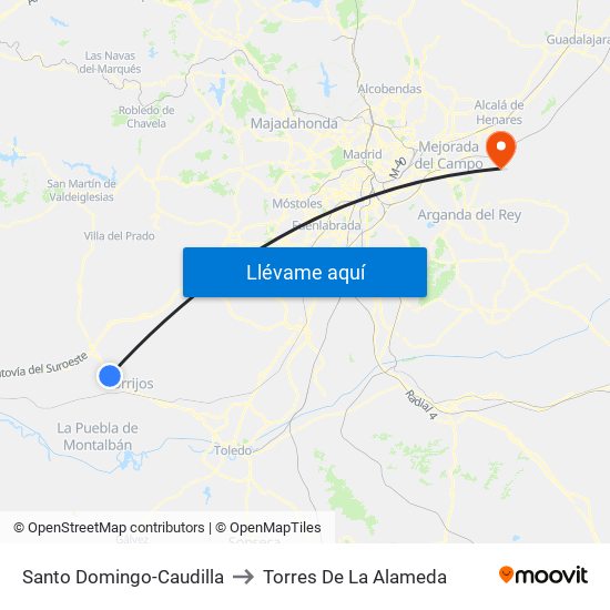 Santo Domingo-Caudilla to Torres De La Alameda map
