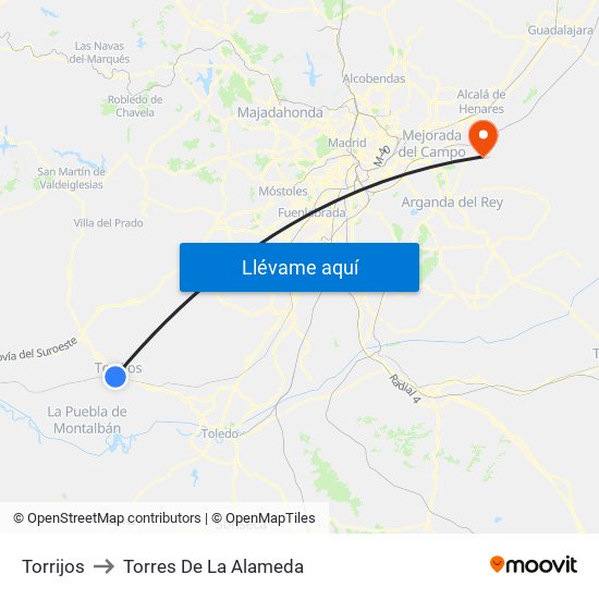 Torrijos to Torres De La Alameda map