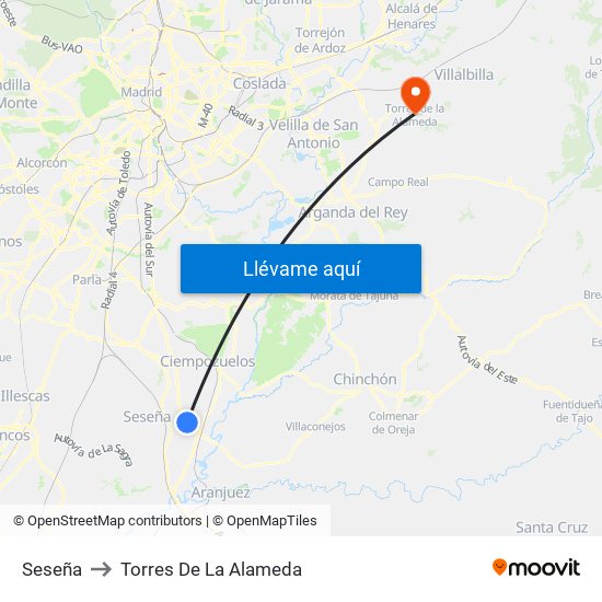 Seseña to Torres De La Alameda map