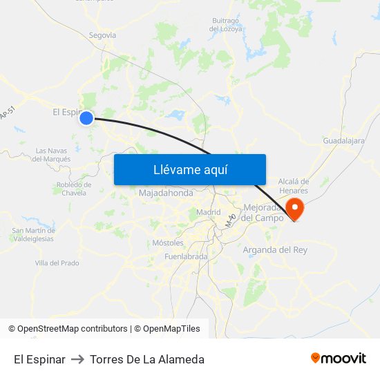 El Espinar to Torres De La Alameda map