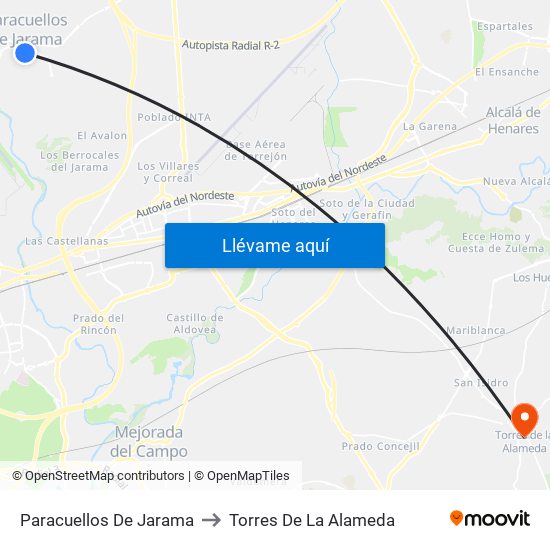 Paracuellos De Jarama to Torres De La Alameda map