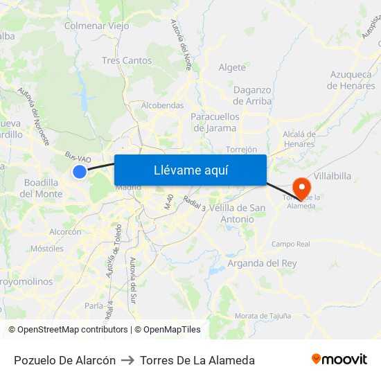 Pozuelo De Alarcón to Torres De La Alameda map
