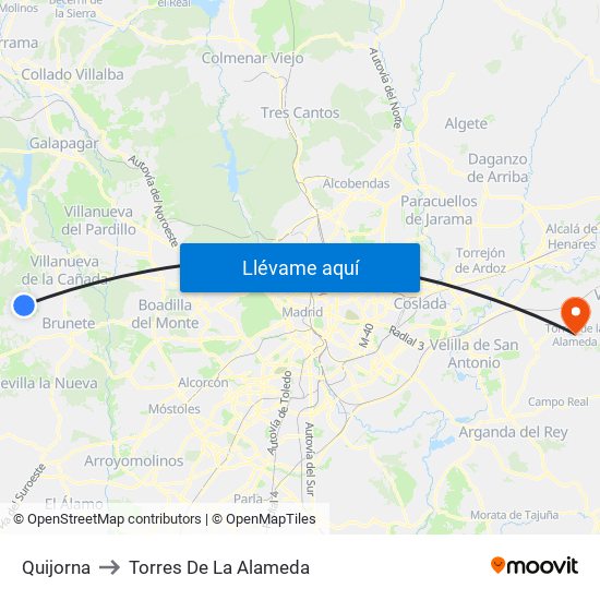 Quijorna to Torres De La Alameda map