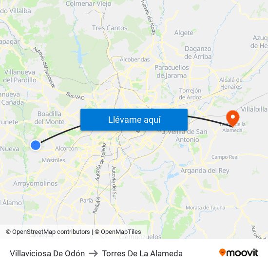 Villaviciosa De Odón to Torres De La Alameda map