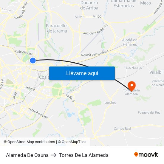 Alameda De Osuna to Torres De La Alameda map
