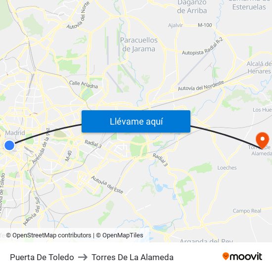 Puerta De Toledo to Torres De La Alameda map