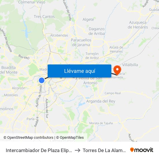 Intercambiador De Plaza Elíptica to Torres De La Alameda map