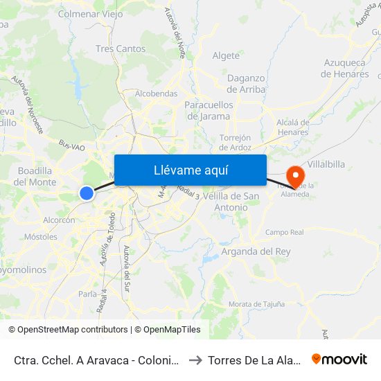 Ctra. Cchel. A Aravaca - Colonia Jardín to Torres De La Alameda map