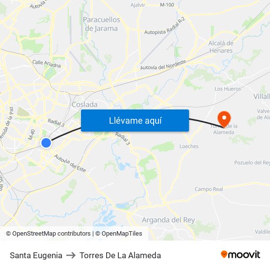 Santa Eugenia to Torres De La Alameda map