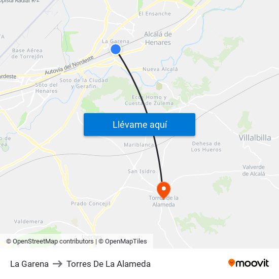 La Garena to Torres De La Alameda map