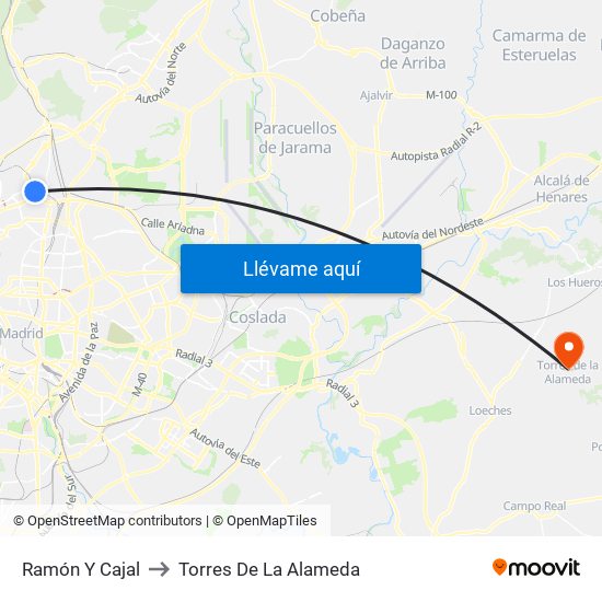 Ramón Y Cajal to Torres De La Alameda map