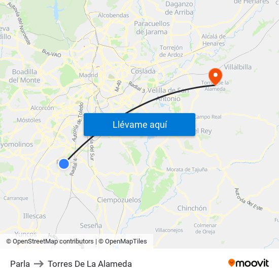 Parla to Torres De La Alameda map
