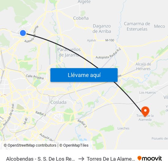 Alcobendas - S. S. De Los Reyes to Torres De La Alameda map